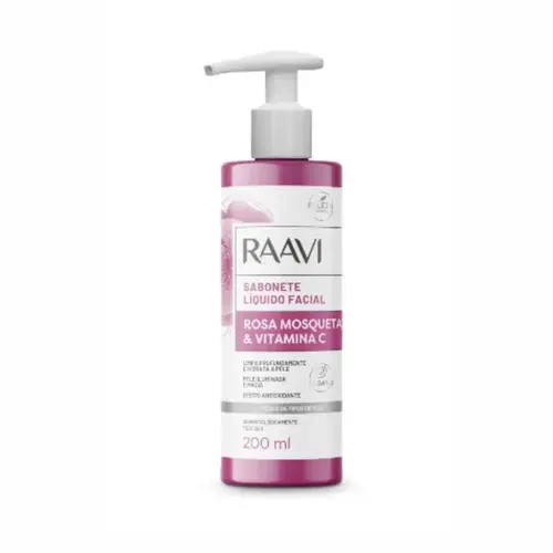 SABONETE LIQUIDO FACIAL ROSA MOSQUETA E VITAMINA C RAAVI 200ML