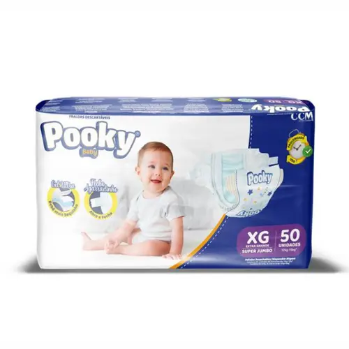 FRALDA XG COM 50 UNIDADES SUPER JUMBO POOKY