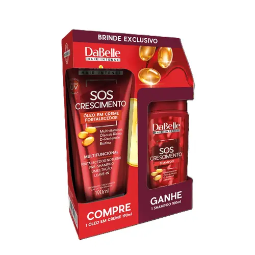 KIT OLEO EM CREME E SHAMPOO SOS CRESCIMENTO DABELLE 190ML E 100ML