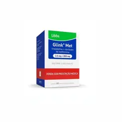 GLINK MET 2,5MG + 500MG COM 60 COMPRIMIDOS