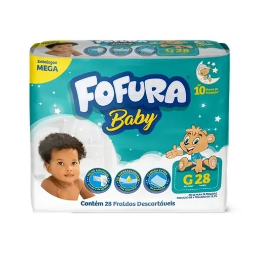 FRALDA MEGA G COM 28 UNIDADES FOFURA BABY