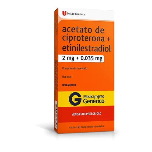 ACETATO DE CIPROTERONA E ETINILESTRADIOL 2MG + 0,035 COM 21 COMPRIMIDOS