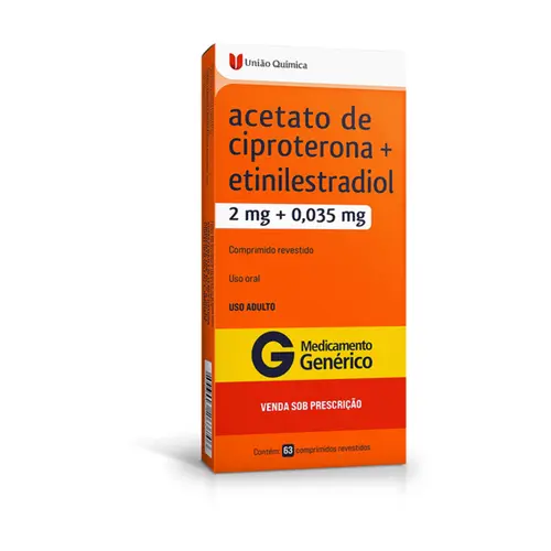 ACETATO CIPROTERONA E ETINILESTRADIOL 2MG + 0,035MG COM 63 COMPRIMIDOS