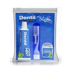 KIT DE VIAGEM CREME DENTAL, ESCOVA DE DENTE E FIO DENTAL PLUS MINT DENTIL