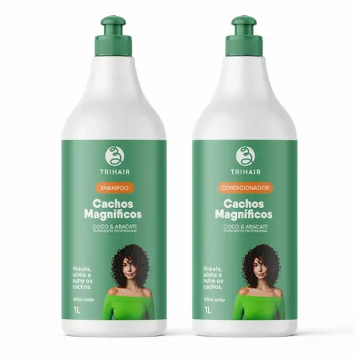 KIT SHAMPOO E CONDICIONADOR CACHOS MAGNIFICOS TRI HAIR 1L