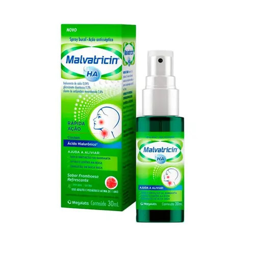 SPRAY BUCAL FRAMBOESA ACAO ANTISSEPTICA HA MALVATRICIN 30ML