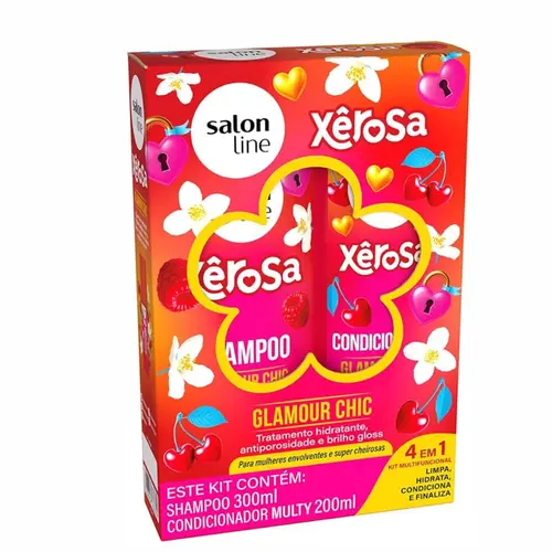 KIT SHAMPOO E CONDICIONADOR GLAMOUR CHIC XEROSA SALON LINE 300ML E 200ML
