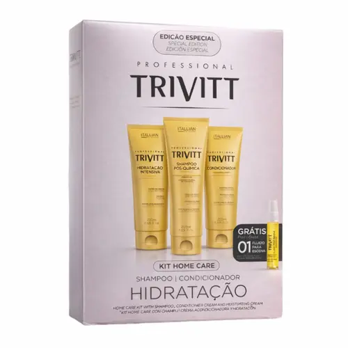 KIT SHAMPOO, CONDICONADOR, HIDRATACAO E FLUIDO PRA ESCOVA TRIVITT