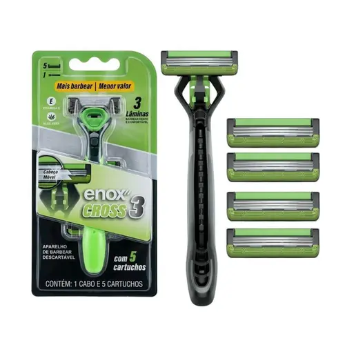 APARELHO DE BARBEAR COM 5 CARTUCHOS ENOX CROSS 3