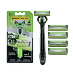 APARELHO DE BARBEAR COM 5 CARTUCHOS ENOX CROSS 3