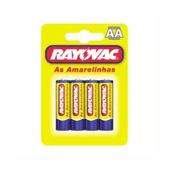 PILHA AA TAMANHO PEQUENA RAYOVAC COM 4 UNIDADES