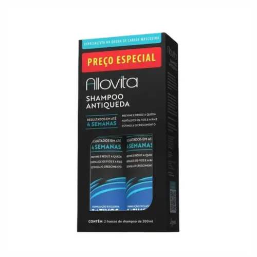 SHAMPOO ANTIQUEDA 7 ATIVOS COM 2 UNIDADES ALLOVITA 200ML