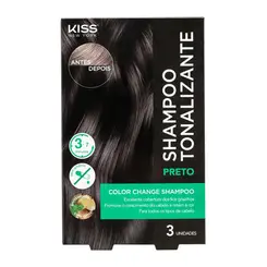 SHAMPOO TONALIZANTE PRETO COM 3 UNIDADES KISS