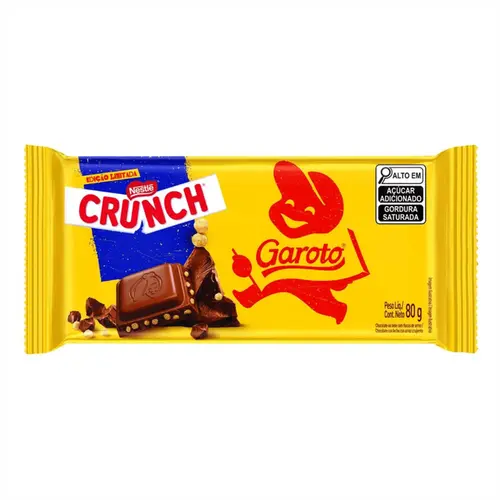 BARRA CHOCOLATE CRUNCH GAROTO 80G