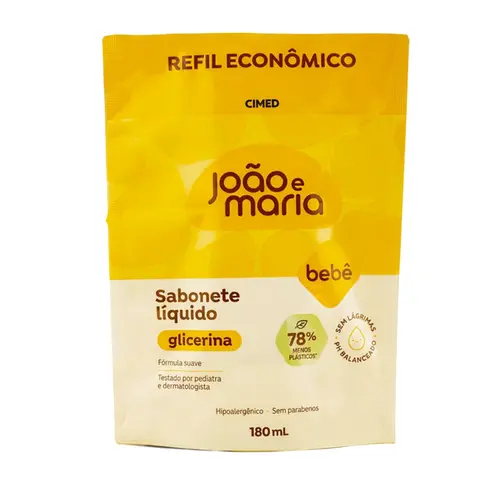 SABONETE LIQUIDO GLICERINA REFIL BEBE JOAO E MARIA CIMED 180ML