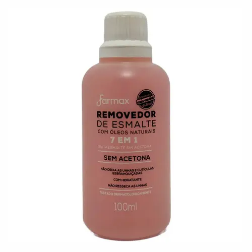 REMOVEDOR DE ESMALTE SEM ACETONA COM OLEOS NATURAIS FARMAX 100ML