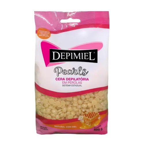 CERA DEPILATORIA PEROLA NATURAL COM MEL DEPIMIEL 500G