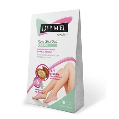 FOLHAS DEPILATORIAS CORPORAL COM 16 UNIDADES ARGAN DEPIMIEL