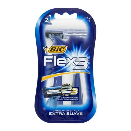 APARELHO DE BARBEAR COM 2 UNIDADES EXTRA SUAVE FLEX 3 BIC