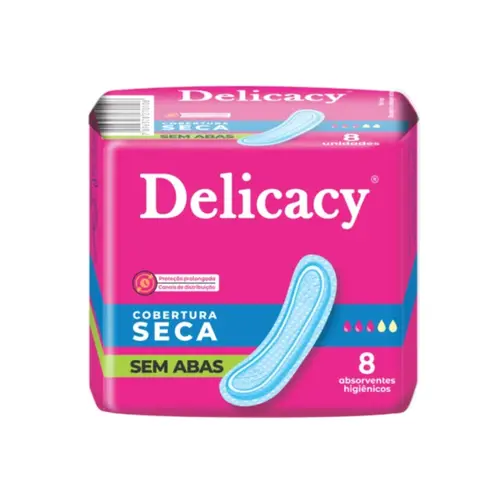 ABSORVENTE COBERTURA SECA SEM ABAS COM 8 UNIDADES DELICACY