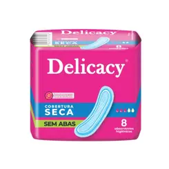 ABSORVENTE COBERTURA SECA SEM ABAS COM 8 UNIDADES DELICACY