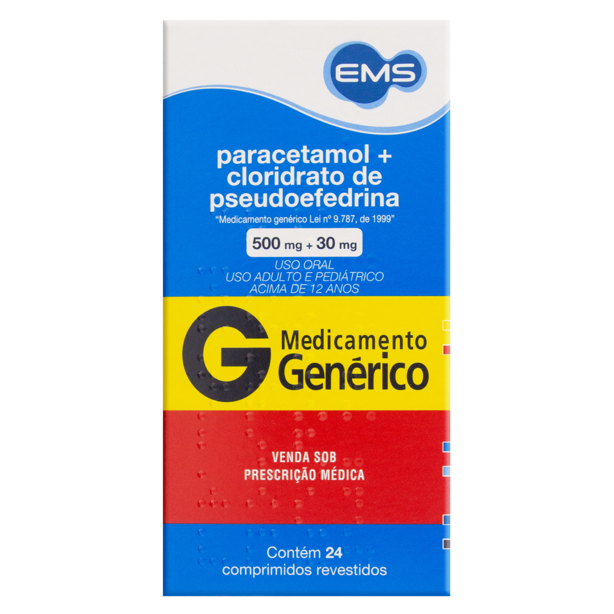 PARACETAMOL 500MG + CLORIDRATO DE PSEUDOEFEDRINA 30MG C/24 COMPRIMIDOS ...
