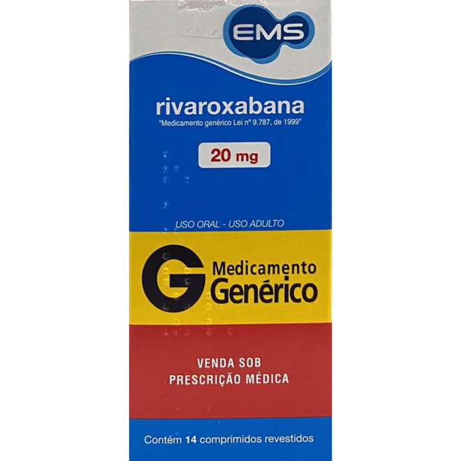 RIVAROXABANA 20MG C/14 COMPRIMIDOS EMS - EMS S/A GENERICOS