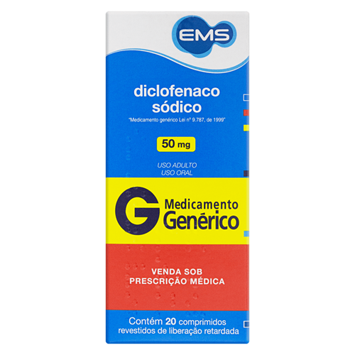 DICLOFENACO SÓDICO 50MG C/20 COMPRIMIDOS EMS - EMS S/A GENERICOS