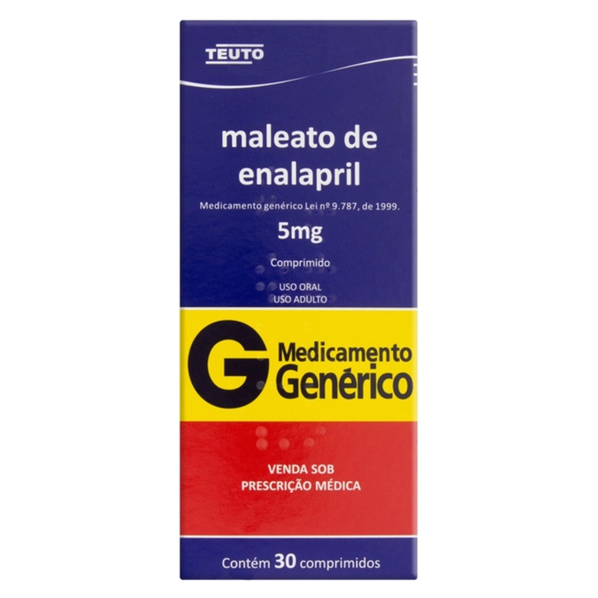 MALEATO DE ENALAPRIL 5MG C/ 30 COMPRIMIDOS TEUTO - TEUTO BRASILEIRO S