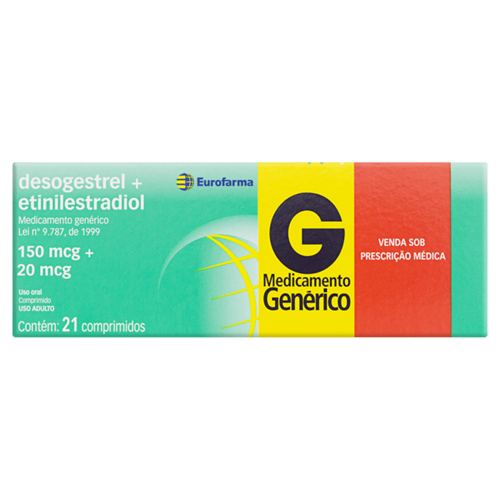 DESOGESTREL 150MCG + ETINILESTRADIOL 20MCG C/21 COMPRIMIDOS EUROFARMA ...