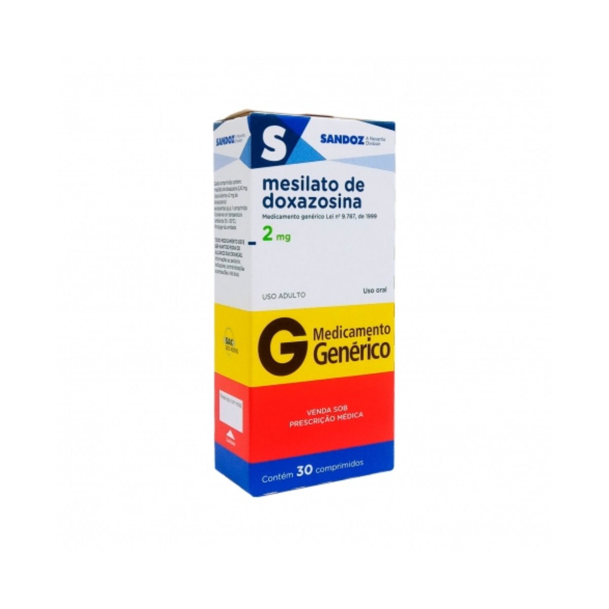 MESILATO DE DOXAZOSINA 2MG C/30 COMPRIMIDOS SANDOZ - SANDOZ