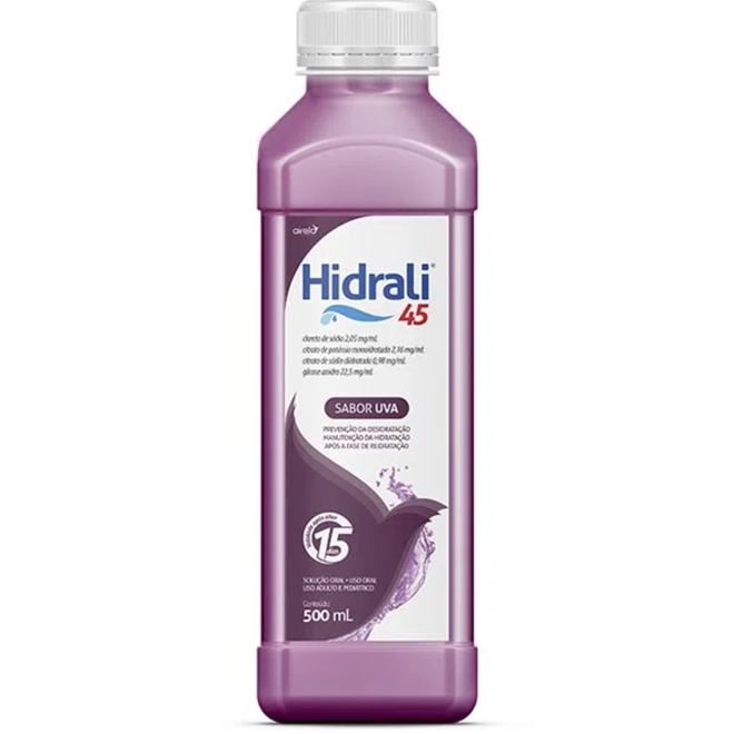 HIDRALI 45 SORO DE REIDRATAÇÃO SABOR UVA ROXA 500ML - AIRELA INDUSTRIA FAR