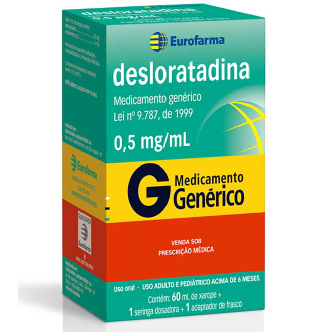 DESLORATADINA 0,5+MG/ML XAROPE 60ML EUROFARMA - EUROFARMA LABORATORI